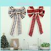 Festive Christmas Bow With Tri-color Plaid Design For Tree Topper And Decorations