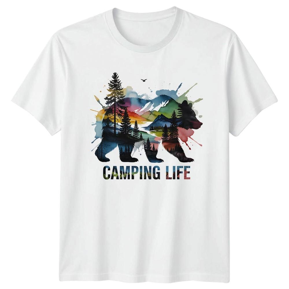 Camping Life TShirt Bear Silhouette Outdoors Birthday Gift For Him And Her S
