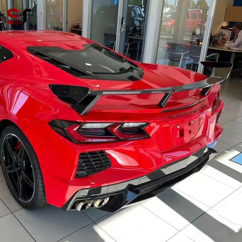 Chevrolet Corvette C8 Carbon Fiber Rear Spoiler & Diffuser Trim