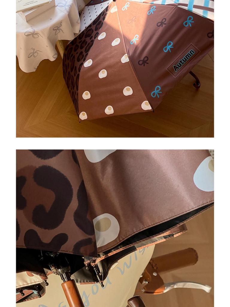 Korean Style Sun & Rain UV Protection Umbrella for Women - Manual Foldable with Curved Hook and Black Glue Sunshade