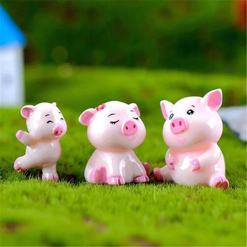 1 Set Kawaii Mini Pigs Dollhouse Fairy Garden Landscape Family Accessories Living Room Decoration