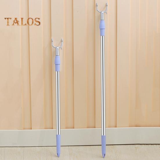Clothes Pole Stainless Steel U-shaped Fork Retractable Telescoping Rod Hook for Hanging Garments Strong Load Capacity Collapsible Clothes Rack for