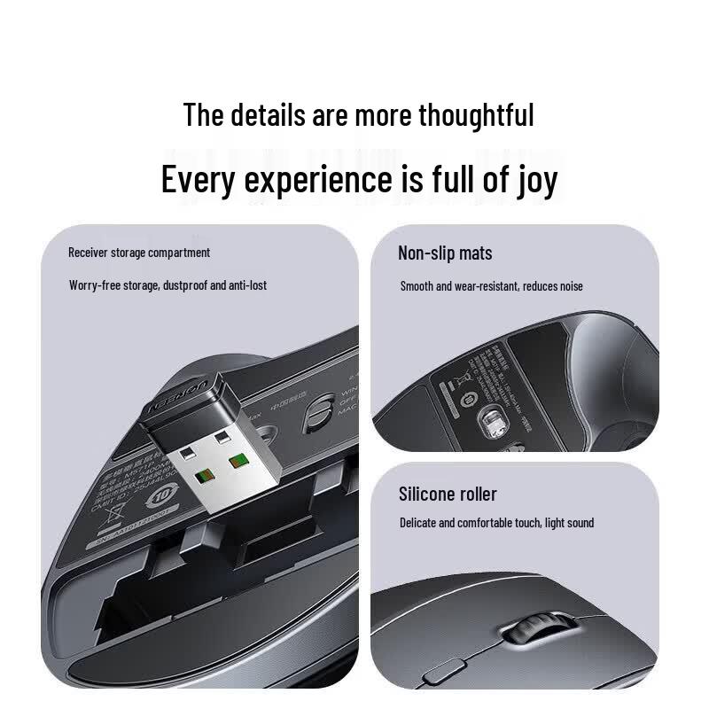 Ugreen Left-Handed Ergonomic Vertical Wireless Bluetooth Mouse