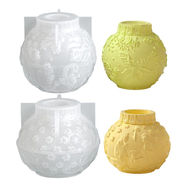Decorative Silicone Ball Candle Mould Floral Embossing Designs Suitable For Handmade Decoration And Thoughtful Presents