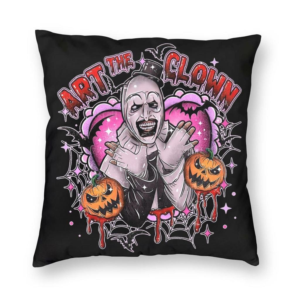 Halloween Horror Terrifier Film Pillowcase Printing Polyester Cushion Cover Decor Throw Pillow Case Cover Home Zippered 40*40cm