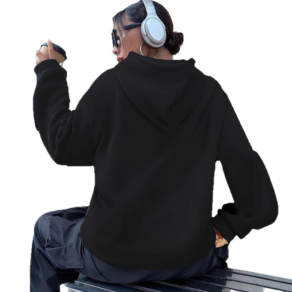 Unisex Lässiger Mode Kapuzenpullover mit Fleece-Futter und Buchstaben-Print