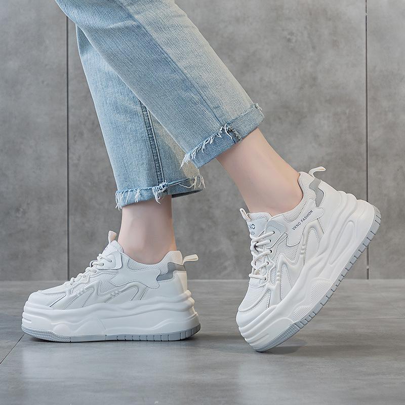 Inner height increase women's autumn new thick-soled white shoes casual shoes low-top breathable sports women's shoes