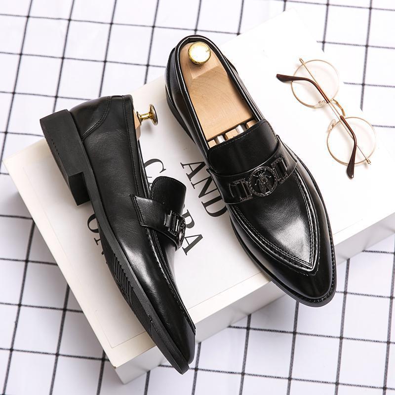 New pointed leather shoes men's fashion business dress casual shoes foreign trade driving loafers large size small leather shoes