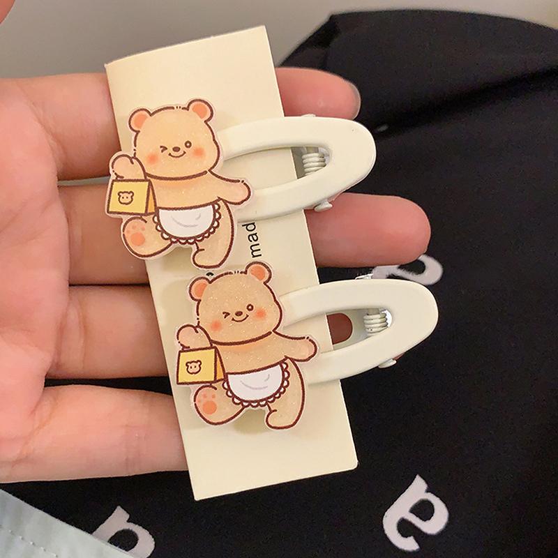 

2Pcs Cute Cartoon Butter Bear Hair Clip For Women Girls Funny Sweet Side Bangs Clip Headwear Hair Accessories Gifts белый