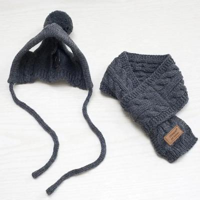 Mütze für Hunde, Winter, warm, gestreift, Strickmütze + Schalkragen, Welpen-Teddykostüm, Weihnachtskleidung, Weihnachtsmann-Hundekostüme