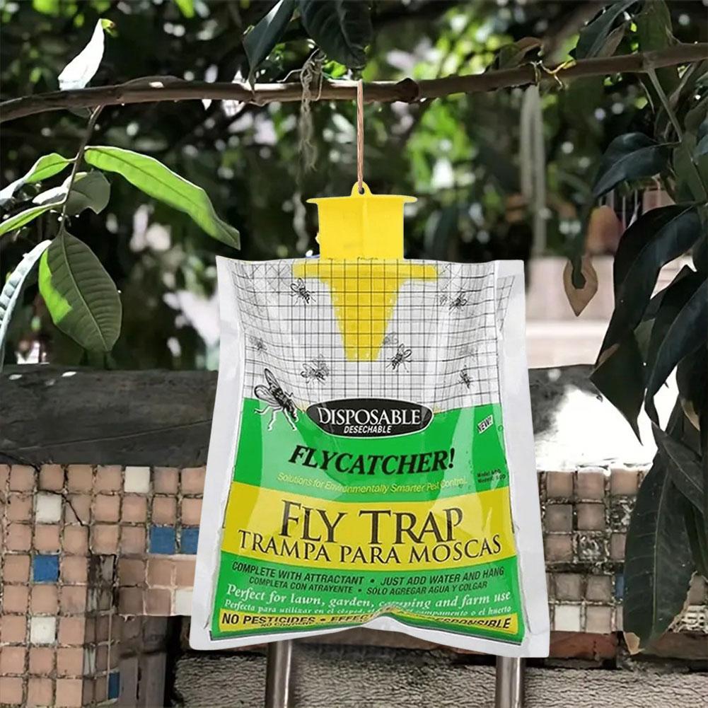 Hanging Fly Trap Bag with Fly Bait Disposable Fly Catcher Bag Non-Toxic Flies Trap Fly Trap Catcher Bag for Outdoor Garden Farm