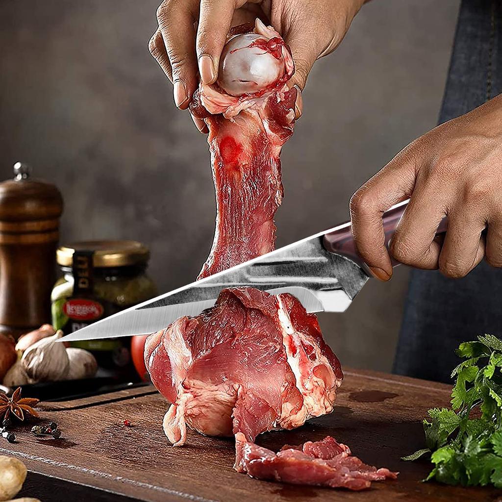 5 inch Boning Knife Kitchen Fishing Fillet Knives Butcher Cleaver 5Cr15Mov Stainless Steel Forged Knife With Holster