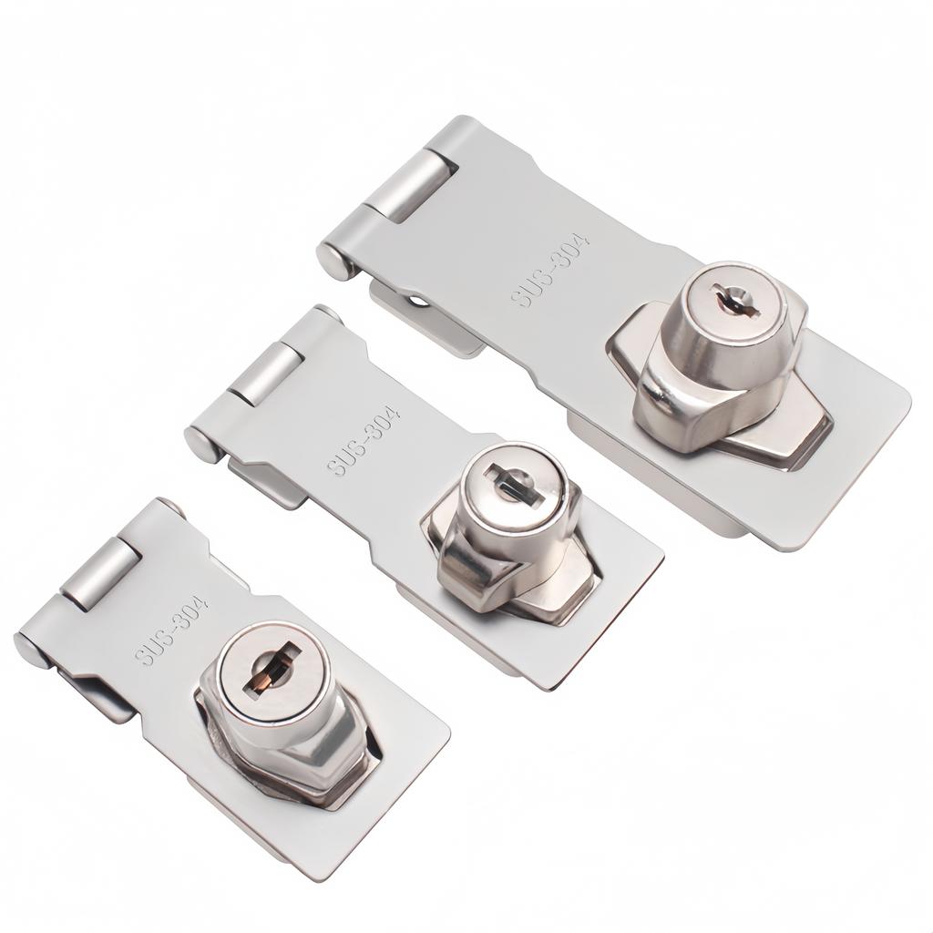 304 Stainless Steel Waterproof Polished Key Lock Plate Buckle Split Door Easy Access Opening Drawer Cabinet Cupboard Grain