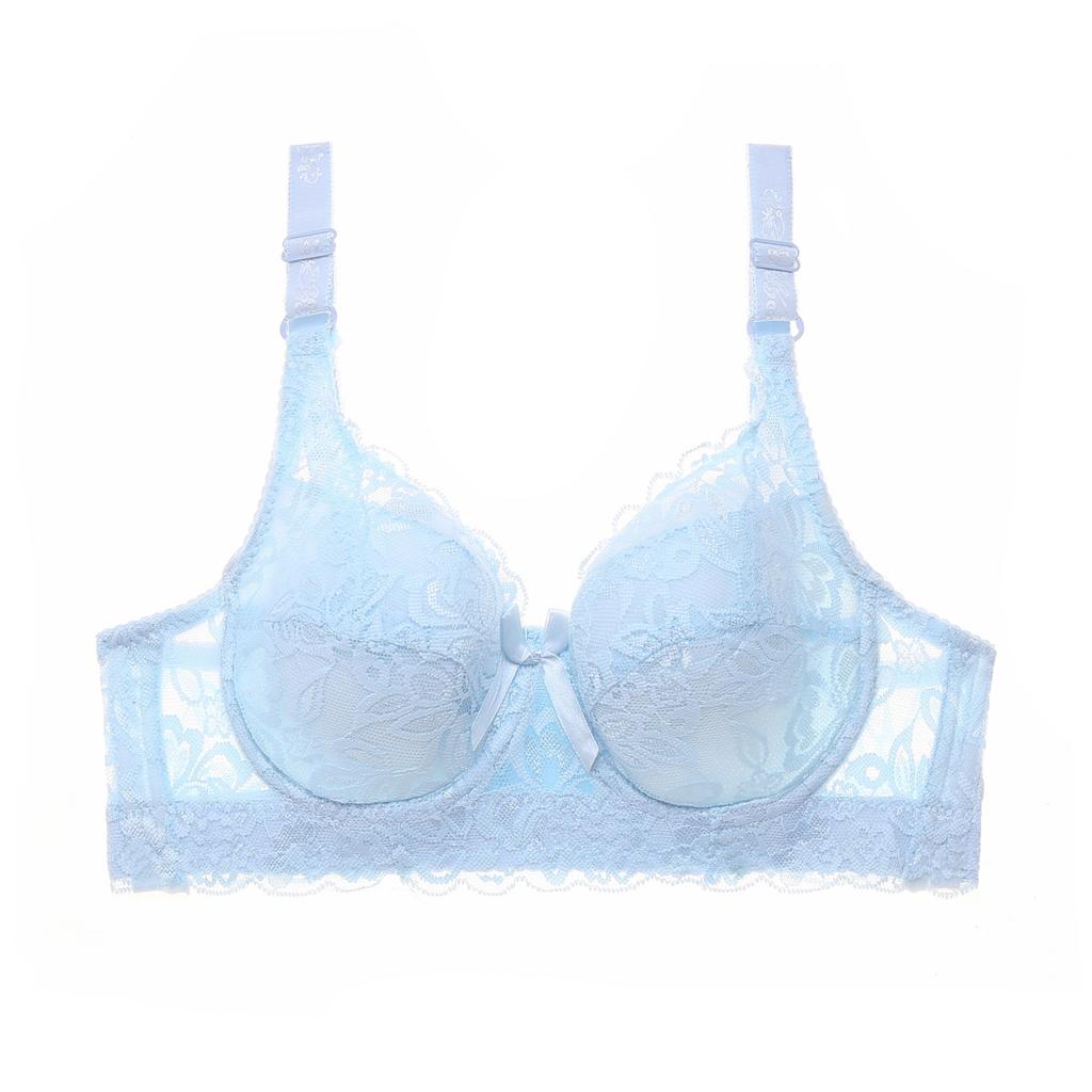 Large Size Ultra-thin Cotton Cup Adjustment Bra Lace Sexy Bra with Steel Ring Gathering Women's Underwear