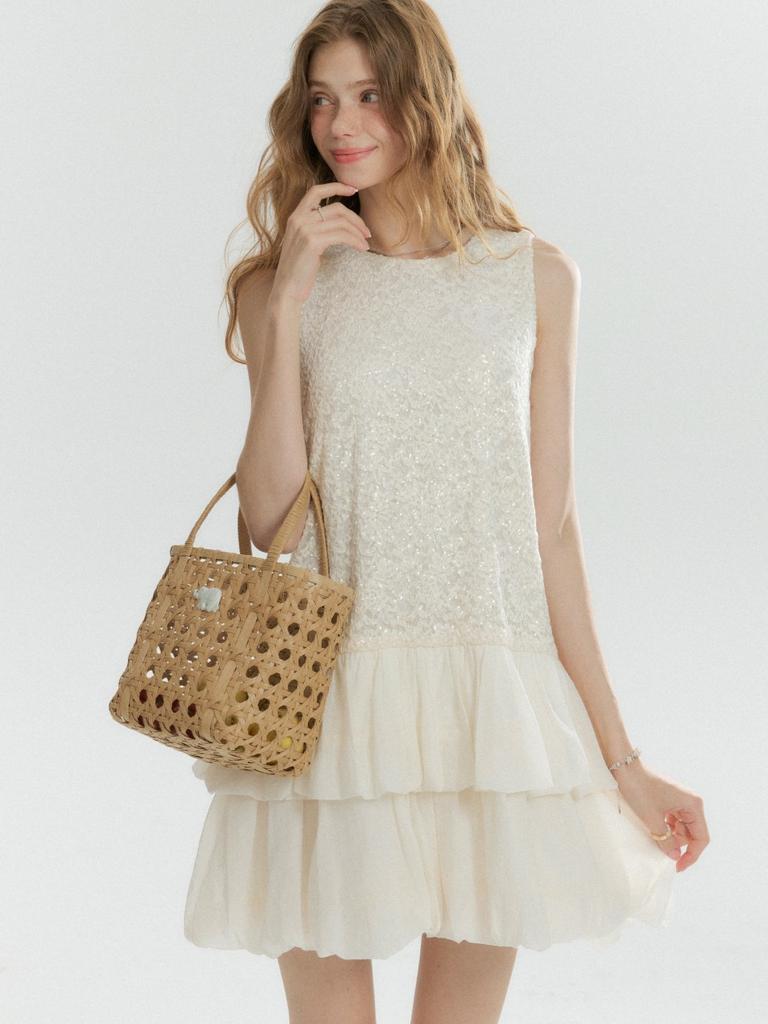Sinseuden Shimmer Balloon Mini Dress