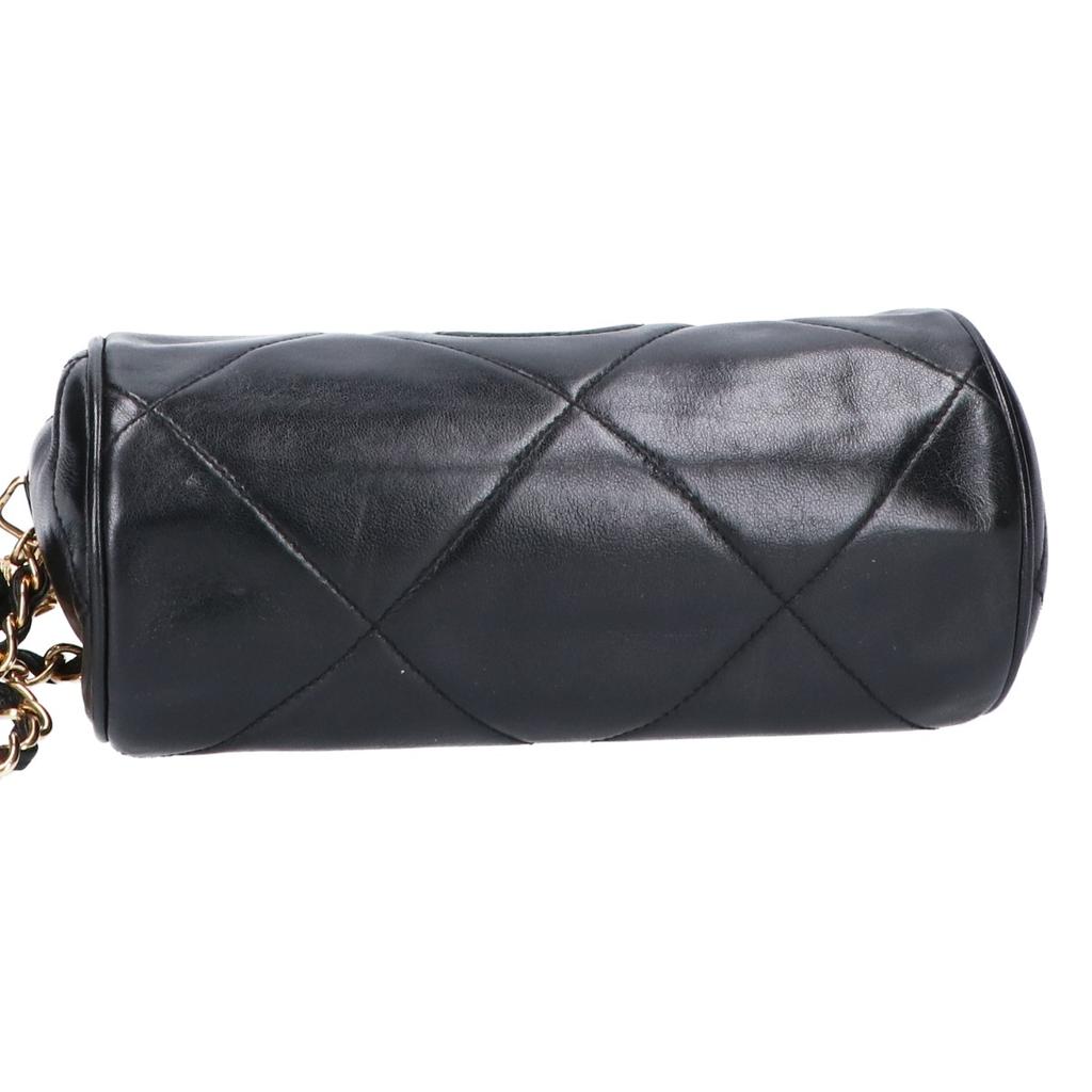 Chanel 0 Series Quilted Leather CC Logo Fringe Chain Shoulder Bag Black/GDHardwareUsed