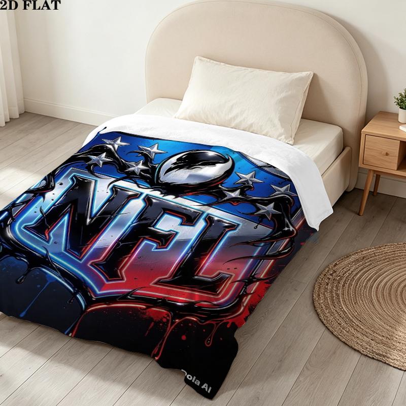National Football League Print Flannel Blanket, High Quality Comfortable for All Seasons, Home Decor, Warmth and Comfort, Perfect for Christmas Gifts