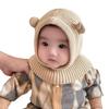 Ear Protection Knit Balaclava Hat Solid Color Warm Woolen Beanie Cute Kids Scarf Cap  Winter