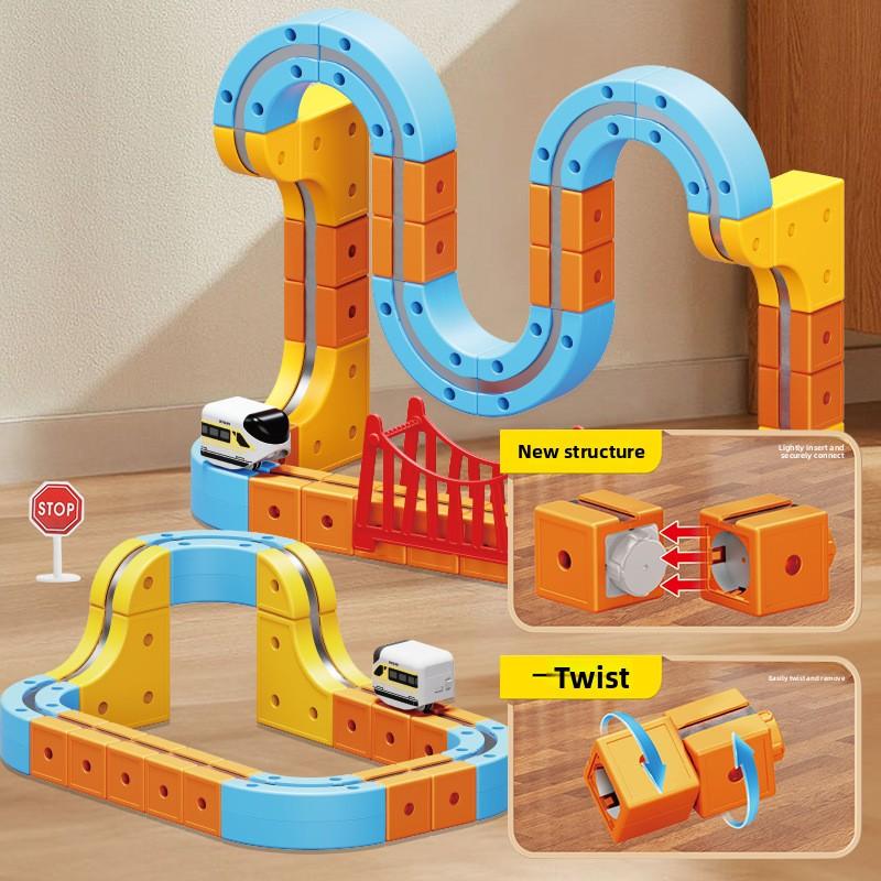 Non-Toxic Kids Magnetic Rail Car Cube Toy Diy Building Blocks Magical Track Train Gravity Maze Toy Educational Toy Christmas Birthday Gift