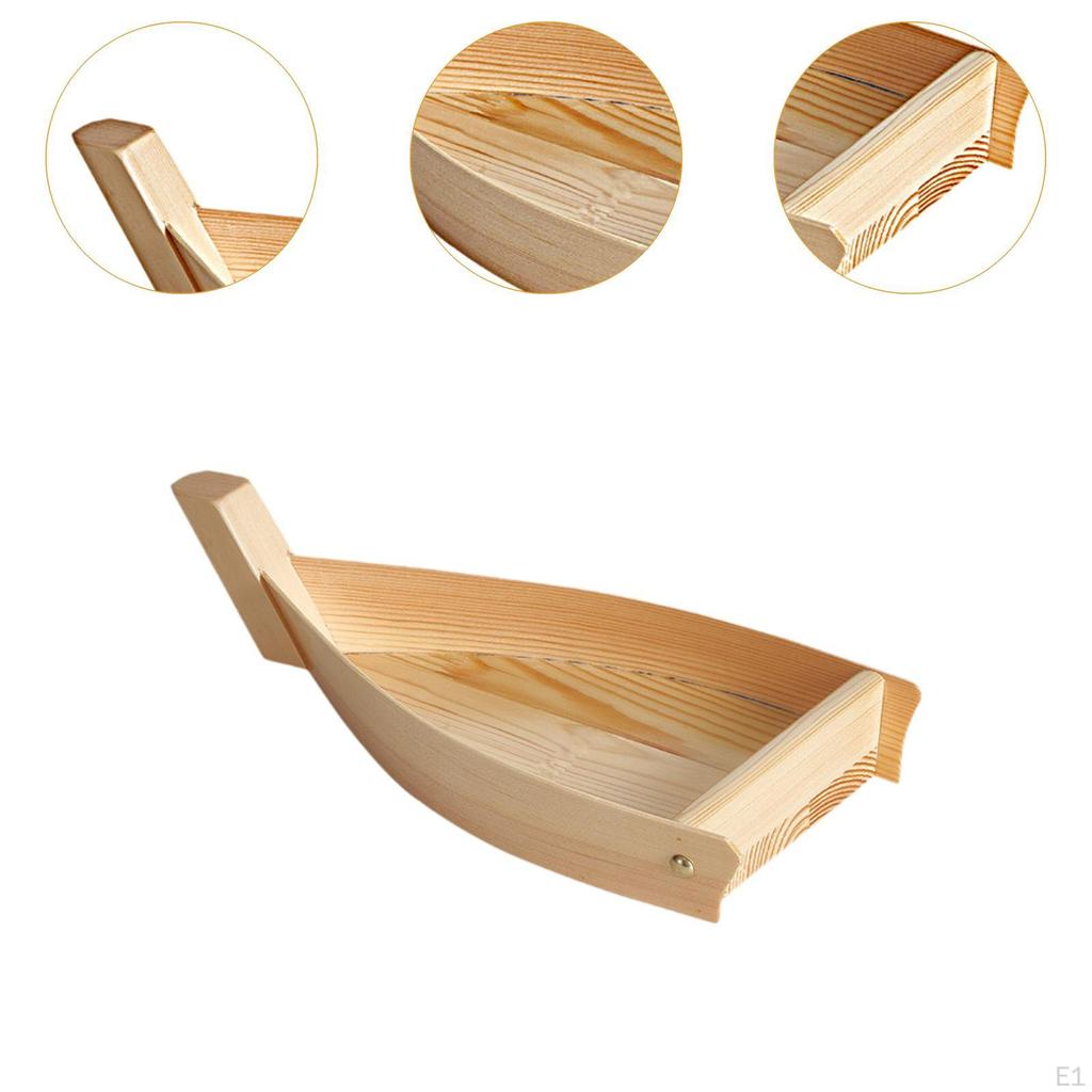 Sushi Boat Serving Tray Container Japanese Style Desserts Holder Plate Wood for