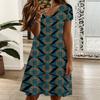 Ladies V Neck Vintage Sunflower Print Plus Size Summer Loose Dress