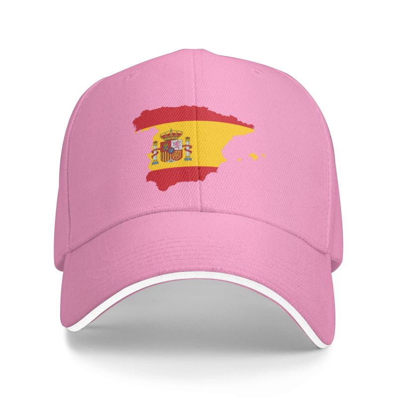Moda Espanha Brasão de Armas Boné de Beisebol Unissex Feminino Personalizado Ajustável Adulto Bandeira Espanhola Mapa Chapéu Pai Primavera