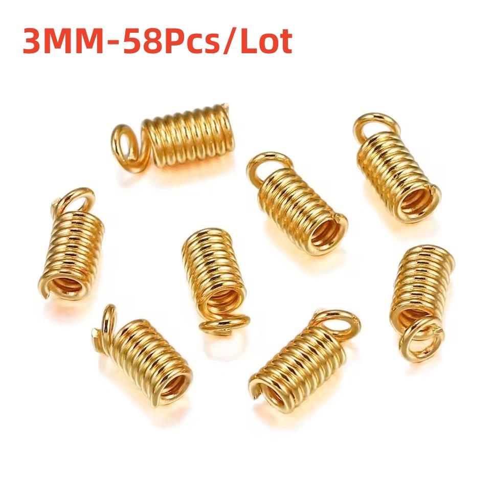 

58 шт./лот Металлические пружинные обжимные застежки Кожаные концы Застежки Концевые колпачки Соединители Для DIY Браслет Ожерелье Ювелирные изделия Изготовление Принадлежности 3MM-58Pcs/Lot