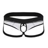 Mens Faux Leather Open Back Hollow Out Jockstrap Low Rise Bikini O-Ring Underwear