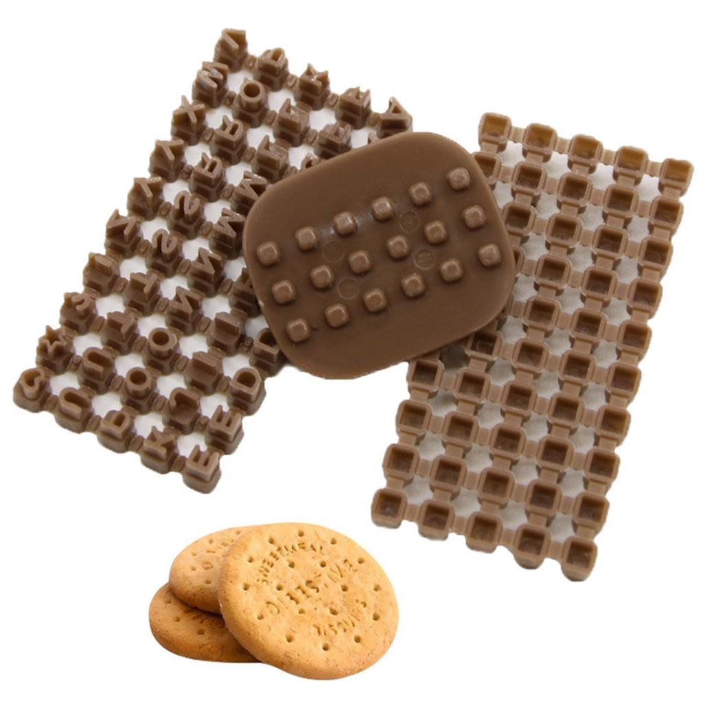 2PCS Reusable Plastic Alphabets Number Symbol Cookie Stamp Mold For Baking Decorations Kitchen Accessories