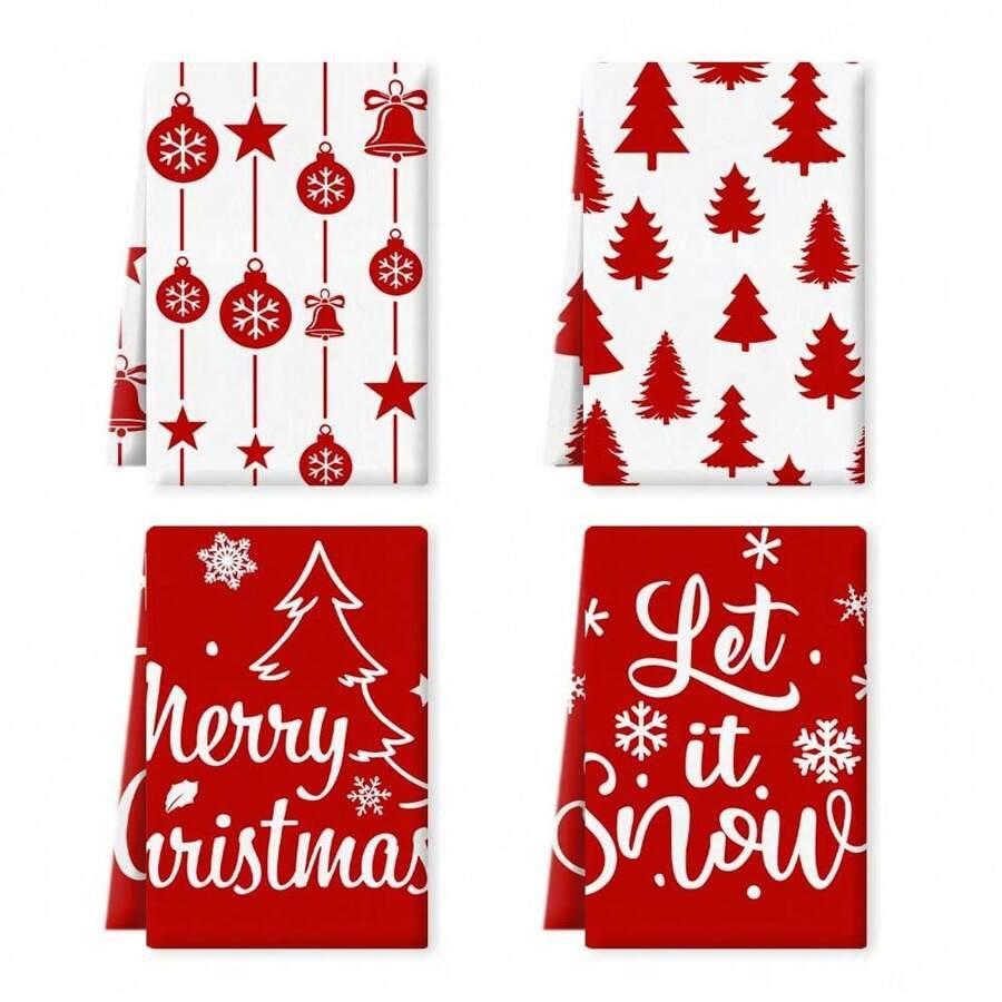1pc/2pc/4pc/pack Christmas Scrub Sponge Creative Kitchen Dish Cloth Festive Cleaning Decor for Home & Table Kitchen Dish Towel Xmas Cleaning Supplies