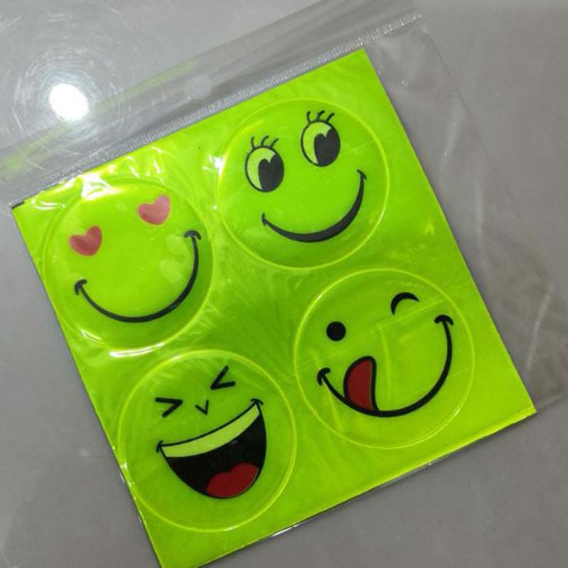 Smiley Yansıtıcı Çıkartmalar Çocuk Okul Çantası Motosiklet Görsel Güvenlik Yansıtıcı Çıkartmalar