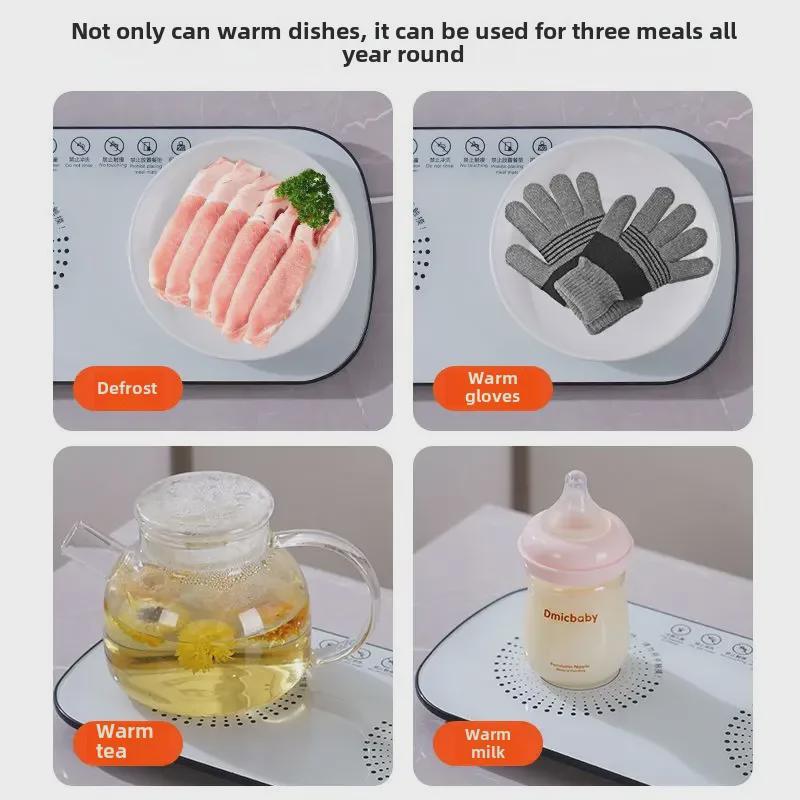 "Bandeja Aquecida Multifuncional: Controle Inteligente de Temperatura para Aquecer Alimentos e Leite"