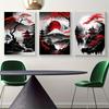 Landscape Canvas Painting Black And Red Posters Vintage Ink Art Wall Prints For Living Room Home 3pcs Frameless Japanese Natural