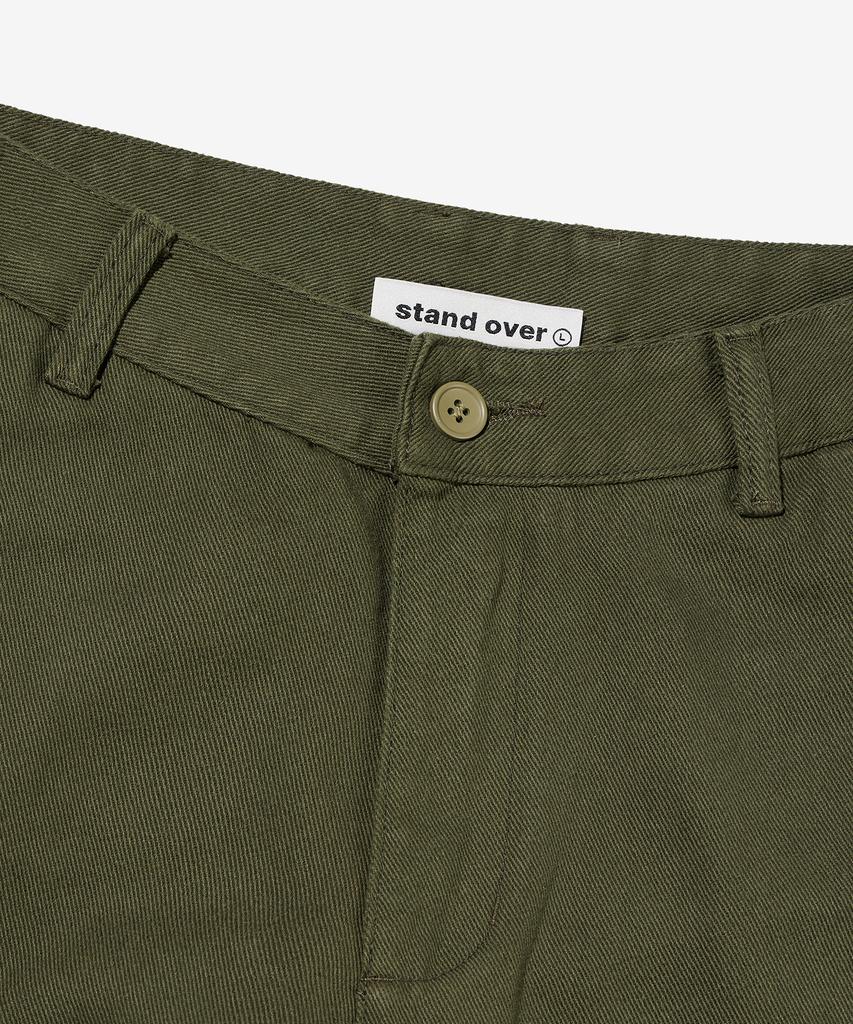 Seutaendeuobeo Straight Chino Pants [Olive Green]