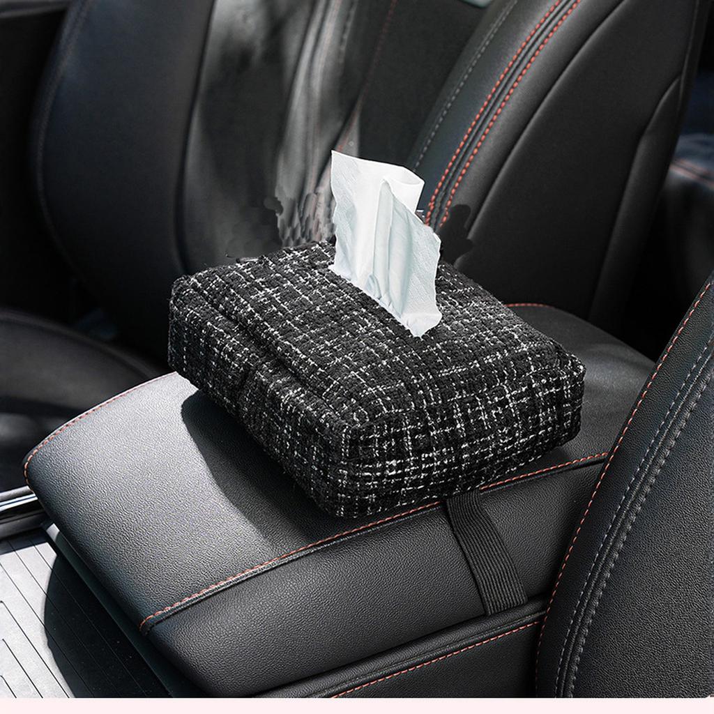 Small Fragrant Wind Car Tissue Storage Box Hanging Cute Bow Car Drawer Multifunctional Car Tissue Box