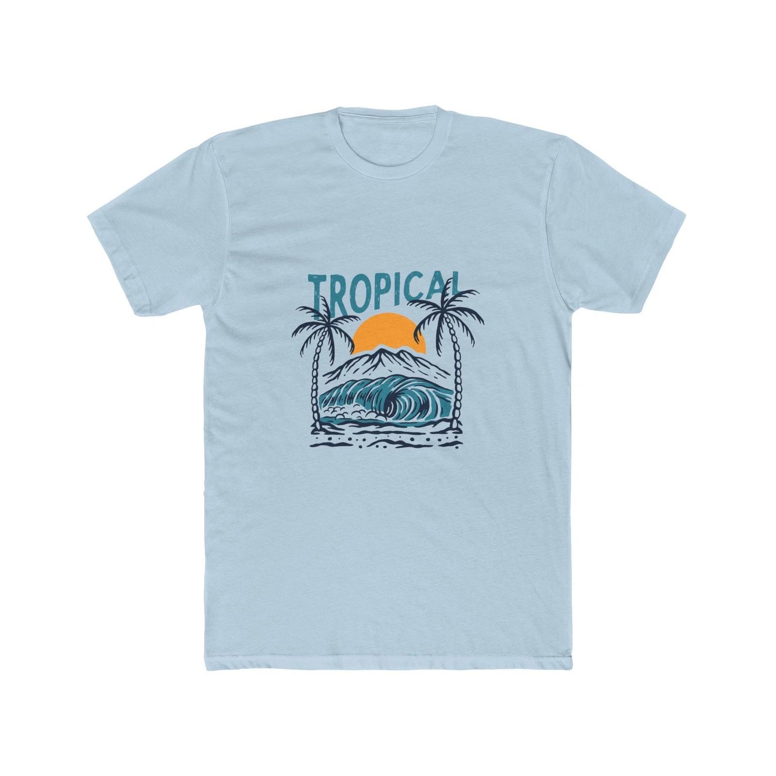 Tropical Sunset Wave T-Shirt | Palm Tree Beach Surf Tee, Vacation, Travel Style 3XL