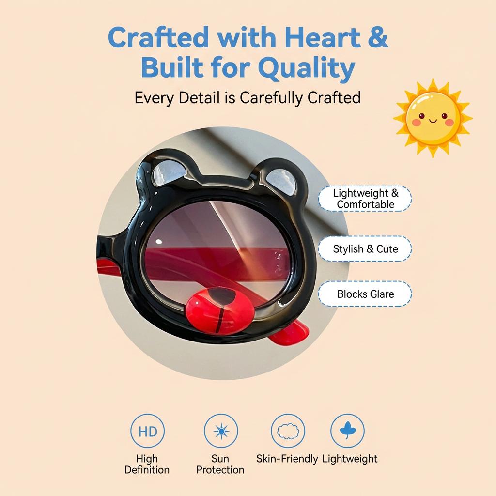 Cute Bear Kids Sunglasses Cartoon Animal Child Sun Glasses Outdoor Beach Eyewear Boys Girls Shades Baby Eye Protection Shades