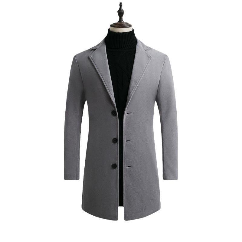 Abrigo Trench de Lana Slim para Hombre Estilo Coreano para Otoño/Invierno 2021