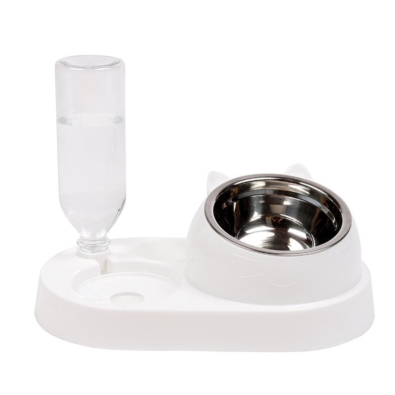 4 In 1 Cat Bowl Set Ceramic Dog Food Bowl Non Spill Pet Feeder Elevated Stand Plastic Pet Supplies