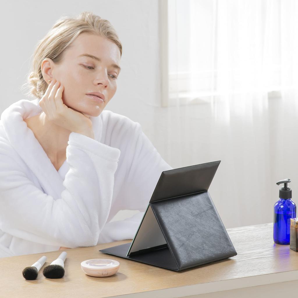 Horiuchi Mirror Industry Napure Mirror Pro Model Folding Mirror L Size Black Makeup Mirror - Reflects True Skin Tone - Mother's Day Gift