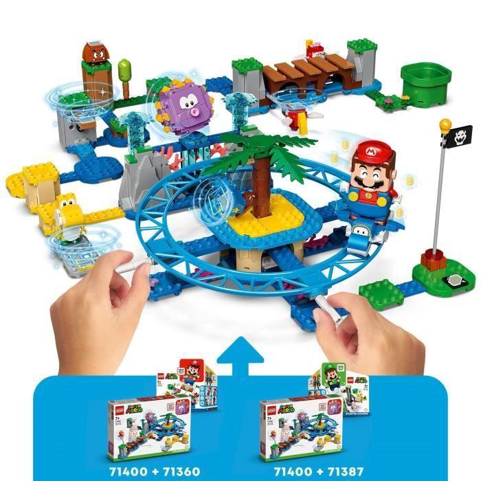 LEGO® 71400 Super Mario Set d’Extension La Plage Du Maxi-Oursin, avec Figurines Yoshi, Dauphin, Jouet Enfants +7 Ans