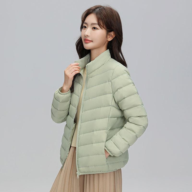 2024 autumn and winter new light and thin down jacket women's short 90 white duck down stand-up collar slim casual large size jacket tide