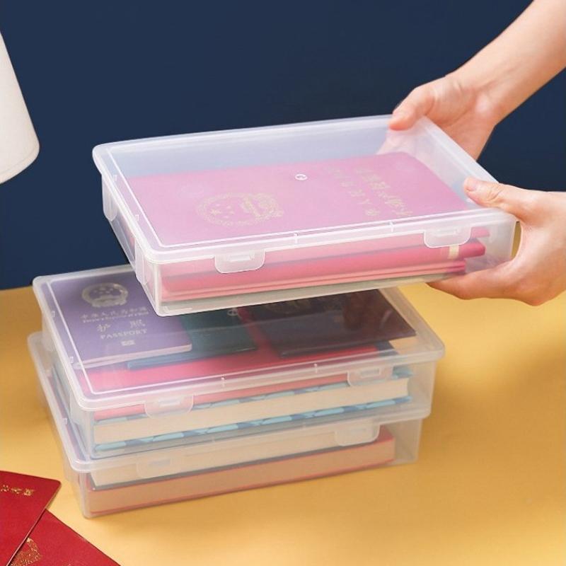 Plastová úložná krabice na spisy, průhledná čtvercová úložná krabice A4, stolní úložná krabice odolná proti prachu