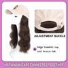 Elegant Women'S Black Baseball Cap With Adjustable Hat Wig - Long Straight Synthetic Hair, One Piece