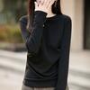 2025 Fall/Winter Women's Round Neck Pleated Double-Sided Fleece Long-Sleeve Knit Top