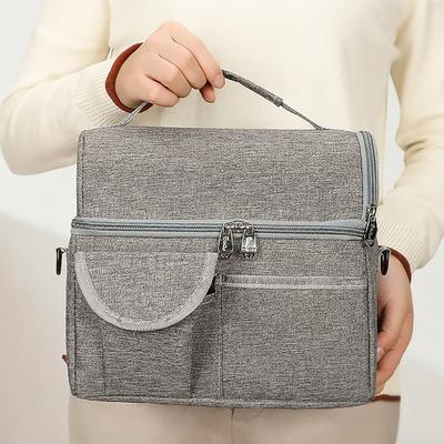 Item Storage Adjustable Length Useful Reinforced Handle Design Thermal Insulation Lunch Bag with Multiple Pockets Lunch Storage Bag