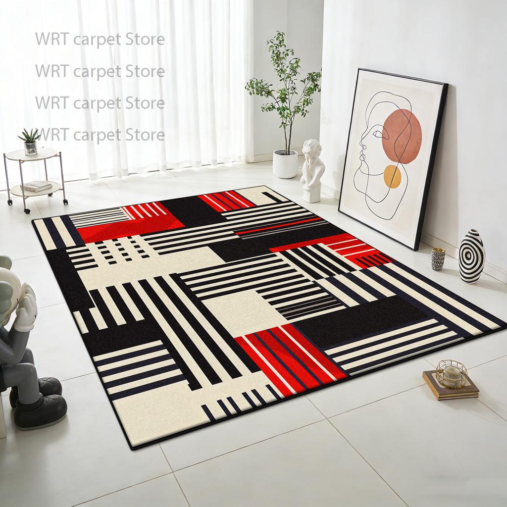 Ins Simple Style Geometric Living Room Carpet Cloakroom Bedroom Washable Non-slip Rug Dining Room Art Decoration Soft Floor Mat