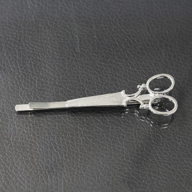 1x copricapo per capelli con fermaglio per capelli a forma di forbici dorate e argentate alla moda da donna