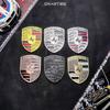 3D Metal Car Hood Front Modification Sticker Body Decorative Decal For Porsche Cayenne Panamera Macan 911 718 918 Taycan Boxster