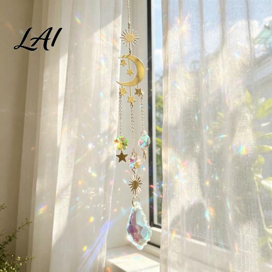 Artistic Patio Accents Crystal Suncatcher Rainbow Maker Prism Hanging Wind Chime Pendant Outdoor Courtyard Decoration for Window Balcony,